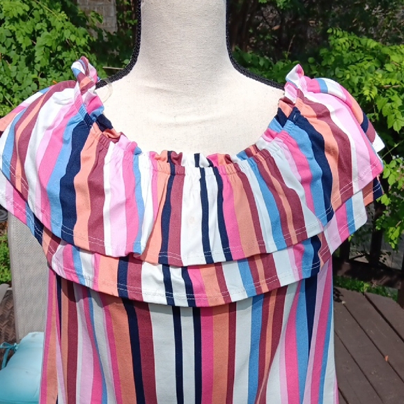 Striped Off-Shoulder Ruffle Top - Picture 8 of 8